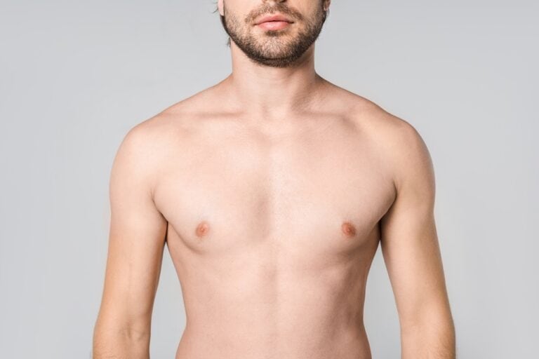 cropped shot of shirtless man