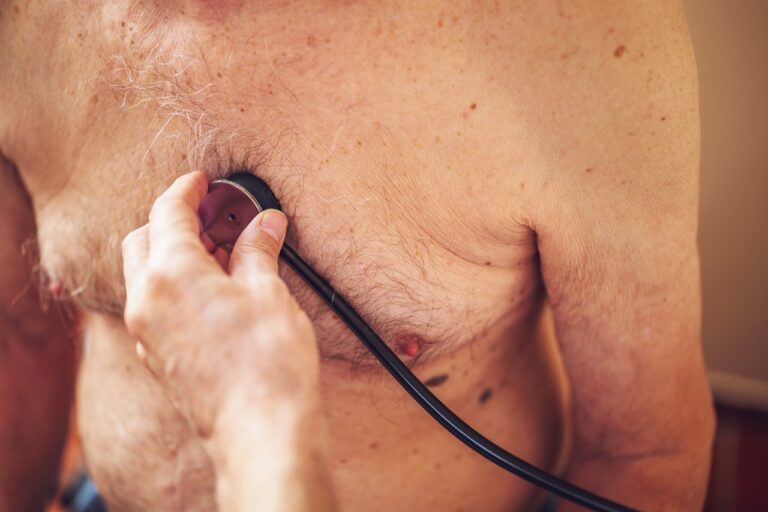 naked senior man medical examination